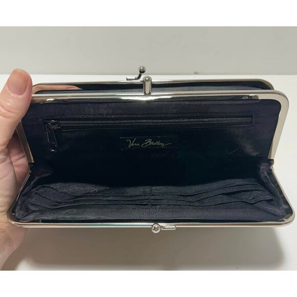 Vera Bradley CAFÉ LATTE Double Kisslock Clutch Wallet Quilted Floral - Picture 5 of 5